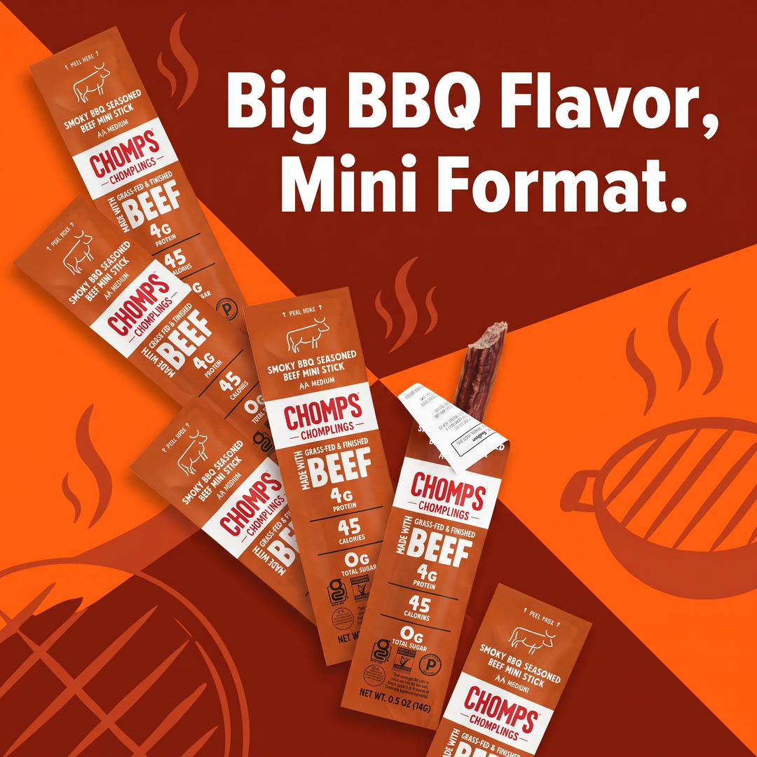 Chomps Smoky BBQ Beef Chomplings The Better Jerky Comparison (1:1)