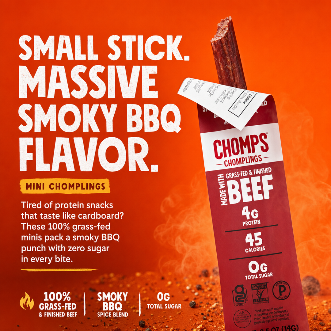 Chomps Smoky BBQ Beef Chomplings Small Stick Huge Flavor (1:1)