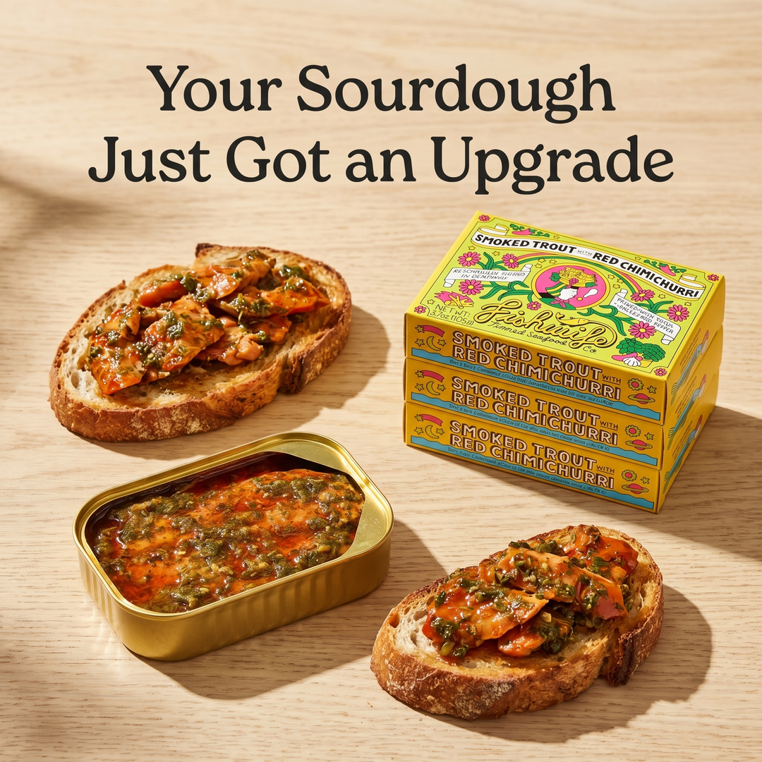 Fishwife Smoked Rainbow Trout with Red Chimichurri The Gourmet Toast Upgrade (1:1)